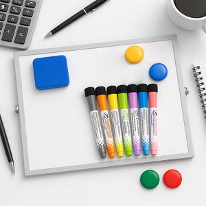 Lavagna Magnetica Cancellabile Doppia Faccia Pennarelli e Cancellino 33x22.5cm