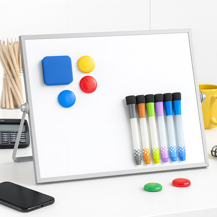 Lavagna Magnetica Cancellabile Doppia Faccia Pennarelli e Cancellino 33x22.5cm