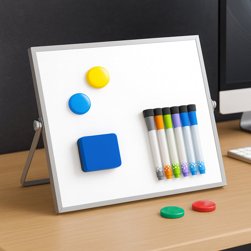 Lavagna Magnetica Cancellabile Doppia Faccia Pennarelli e Cancellino 33x22.5cm