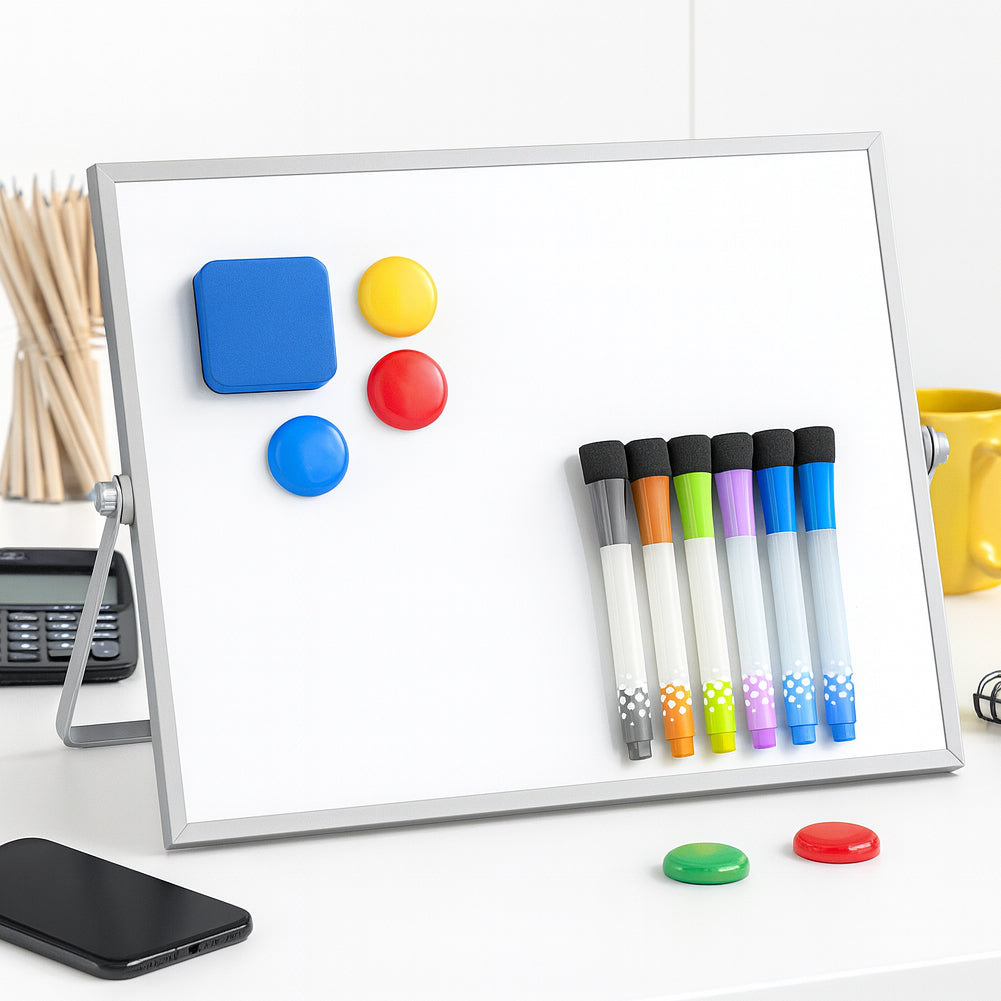 Lavagna Magnetica Cancellabile Doppia Faccia Pennarelli e Cancellino 45x30.5cm