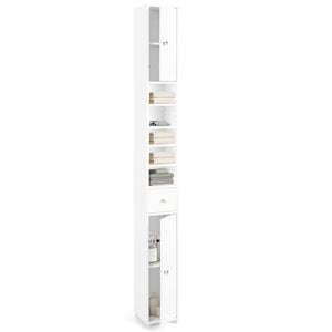 Armadio da Bagno Alto Mobiletto 2 Ante e 1 Cassetto Bianco Armadietto 20x180 cm