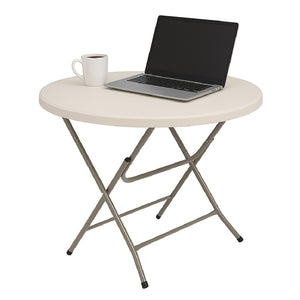 Tavolo Pieghevole in Resina HDPE 80x80 H74cm Richiudibile Salvaspazio Bianco