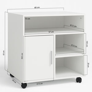 Mobile Porta Stampante con Anta e Ripiani Mobiletto Ufficio Multiuso 60x50x65cm