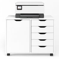 Schedario da Ufficio Porta Stampante Mobile Cassettiera 5 Cassetti 1 Anta Bianco