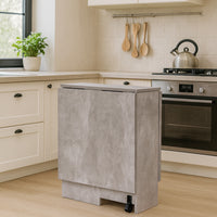 Tavolo da Pranzo Salvaspazio Scrivania Pieghevole con Ruote Cemento 140x75x74cm