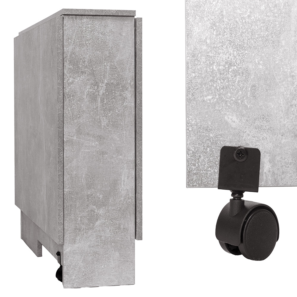 Tavolo da Pranzo Salvaspazio Scrivania Pieghevole con Ruote Cemento 140x75x74cm