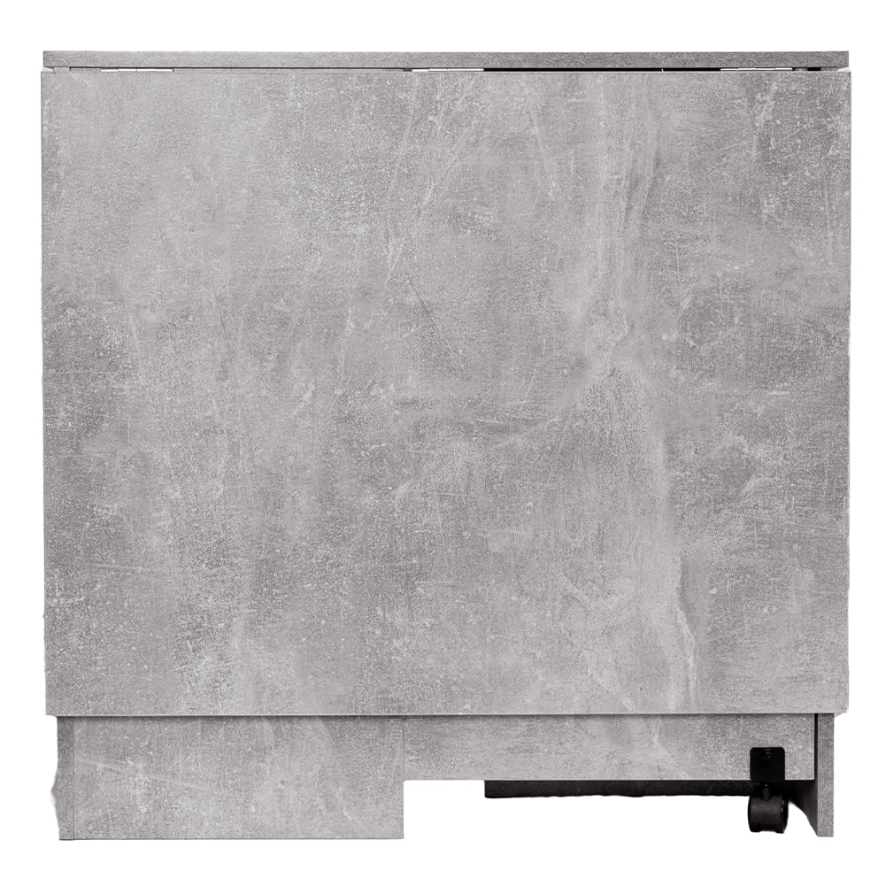 Tavolo da Pranzo Salvaspazio Scrivania Pieghevole con Ruote Cemento 140x75x74cm