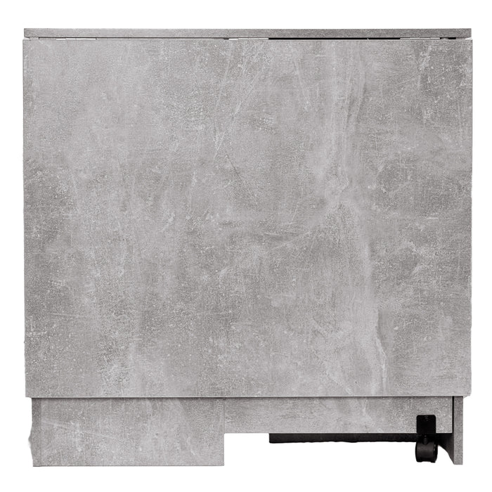 Tavolo da Pranzo Salvaspazio Scrivania Pieghevole con Ruote Cemento 140x75x74cm