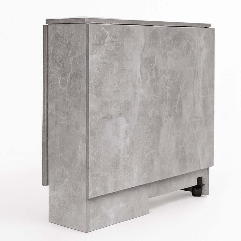 Tavolo da Pranzo Salvaspazio Scrivania Pieghevole con Ruote Cemento 140x75x74cm