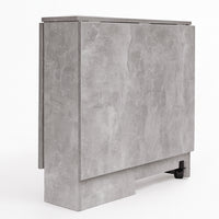 Tavolo da Pranzo Salvaspazio Scrivania Pieghevole con Ruote Cemento 140x75x74cm