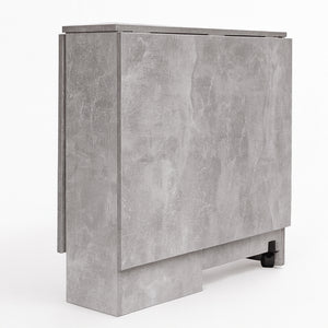 Tavolo da Pranzo Salvaspazio Scrivania Pieghevole con Ruote Cemento 140x75x74cm