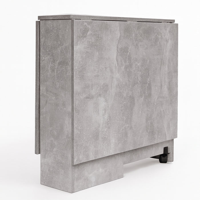 Tavolo da Pranzo Salvaspazio Scrivania Pieghevole con Ruote Cemento 140x75x74cm