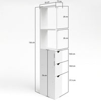 Mobile Bagno Alto Salvaspazio in Legno con 3 Cassetti e 2 Ripiani 33x15x136cm