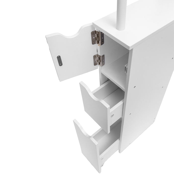 Mobile Bagno Alto Salvaspazio in Legno con 3 Cassetti e 2 Ripiani 33x15x136cm