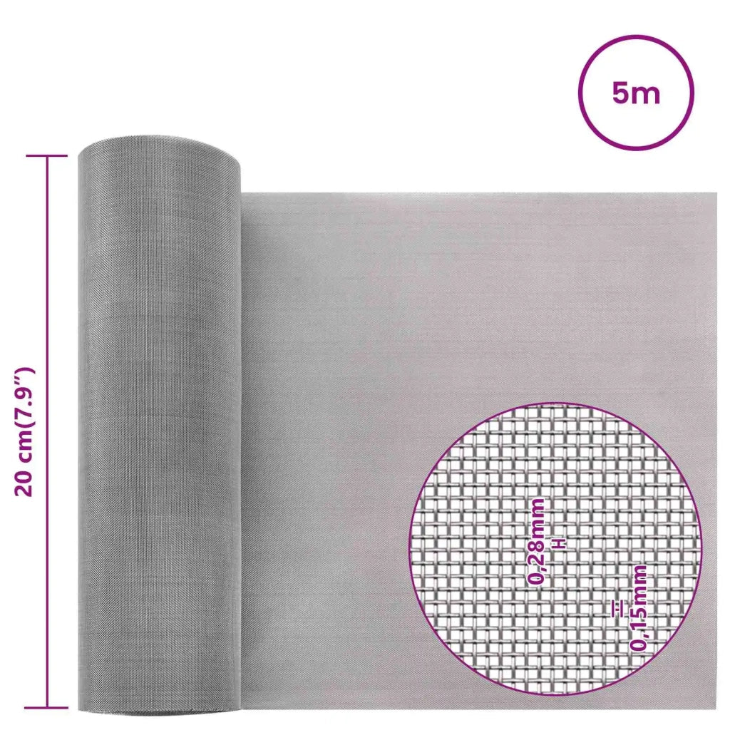 Rete per schermatura 20 x 500 cm 60 Mesh Argento 42039563