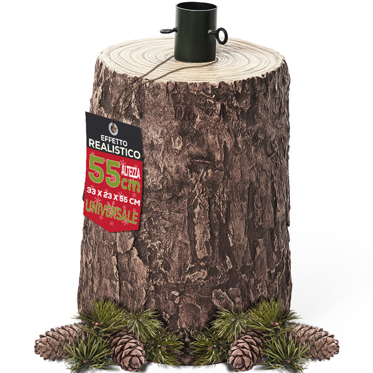 Base Supporto per Albero di Natale Tronco Natalizio 55 cm Realistico Universale