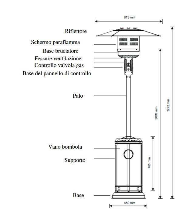STUFA A FUNGO AEREA A GAS PATIO PER ESTERNO COLORE VERDE