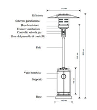 STUFA A FUNGO AEREA A GAS PATIO PER ESTERNO COLORE VERDE