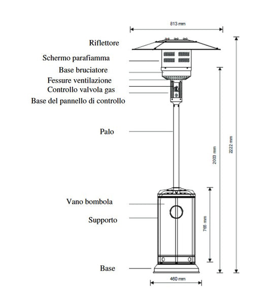 STUFA A FUNGO AEREA A GAS PATIO PER ESTERNO COLORE VERDE