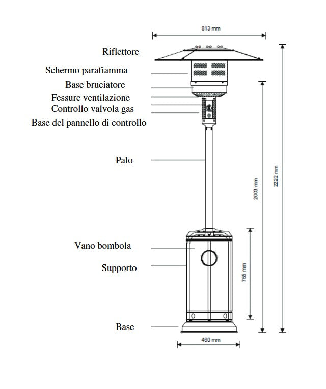 STUFA AEREA DA PATIO A INFRAROSSI 13 kW – COLORE BIANCO
