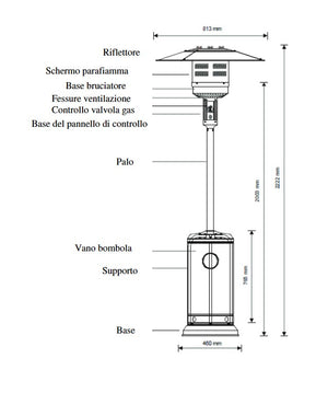 STUFA AEREA DA PATIO A INFRAROSSI 13 kW – COLORE BIANCO