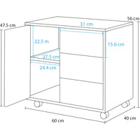 Mobile da Ufficio Multifunzione 3 Cassetti Chiave e 4ruote Porta Stampante Legno Bianco