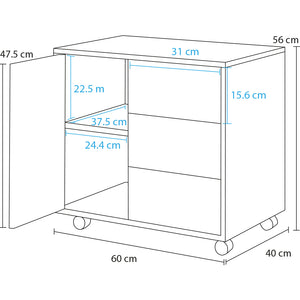 Mobile da Ufficio Multifunzione 3 Cassetti Chiave e 4ruote Porta Stampante Legno Bianco