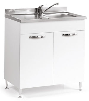 KIT MOBILE CUCINA BASE SOTTO LAVELLO 2 ANTE CM.80X50X85H BIANCO  LAVELLO ESCLUSO