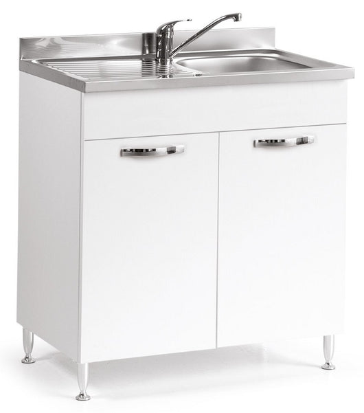 KIT MOBILE CUCINA BASE SOTTO LAVELLO 2 ANTE CM.80X50X85H BIANCO  LAVELLO ESCLUSO