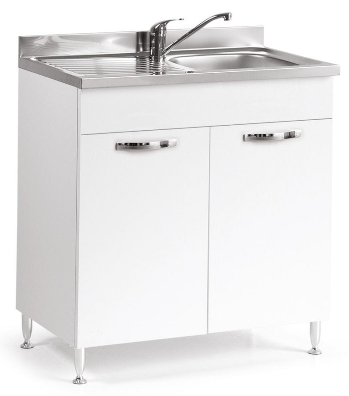 KIT MOBILE CUCINA BASE SOTTO LAVELLO 2 ANTE CM.80X50X85H BIANCO  LAVELLO ESCLUSO