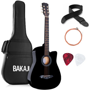 Chitarra Acustica Nera 38" per Principianti Custodia Kit Corde Plettri Tracolla