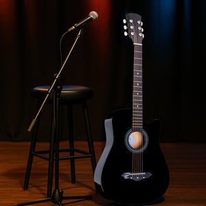 Chitarra Acustica Nera 38" per Principianti Custodia Kit Corde Plettri Tracolla