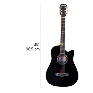 Chitarra Acustica Nera 38" per Principianti Custodia Kit Corde Plettri Tracolla