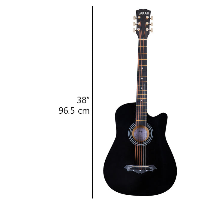 Chitarra Acustica Nera 38" per Principianti Custodia Kit Corde Plettri Tracolla