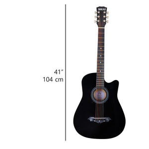 Chitarra Acustica Elettrica 41" Nero Equalizzatore Kit Corde Plettro Tracolla