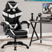 Sedia Poltrona Gaming Ufficio Scrivania Gioco Reclinabile Poggiapiedi Girevole 2cuscini
