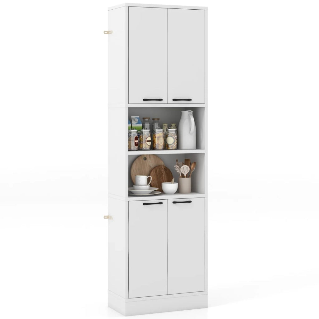 Mobile contenitore 56 x 30 x 190 cm con 2 ante e ripiani aperti finitura opaca robusto legno bianco 20_0010235