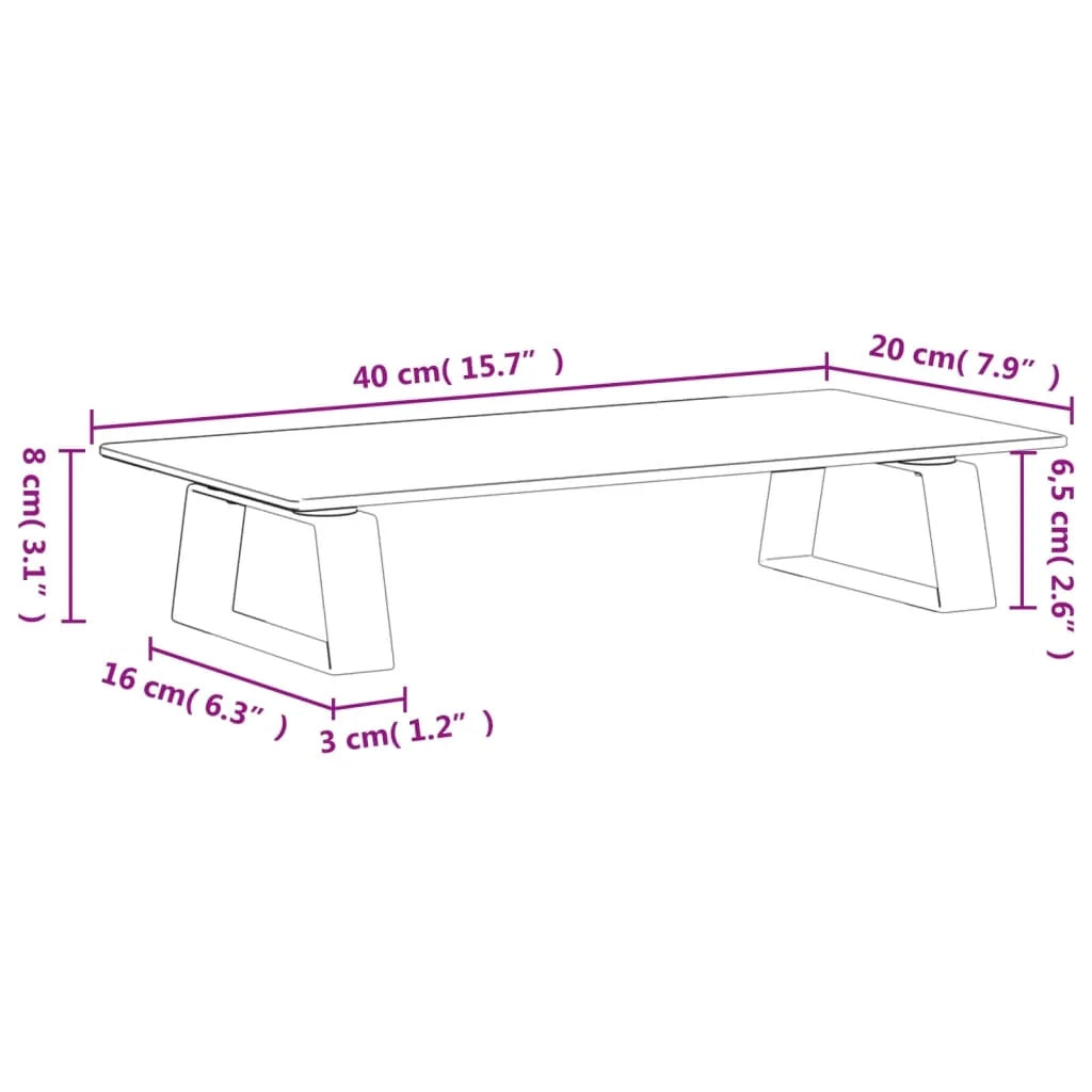 Supporto per monitor mobile da scrivania 40 x 20 x 8 cm vetro temperato e metallo nero 02_0044860