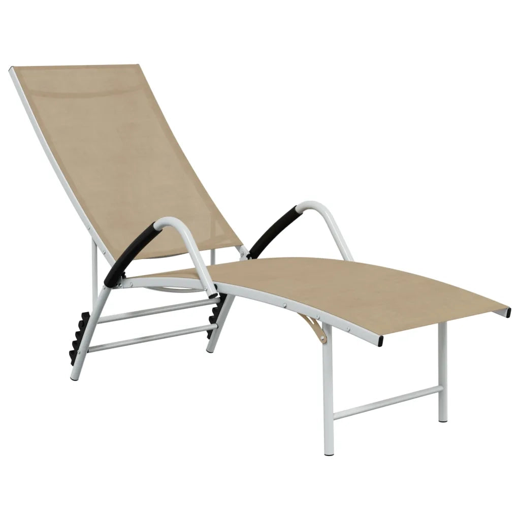 Lettino Prendisole in Textilene e Alluminio Crema 310522