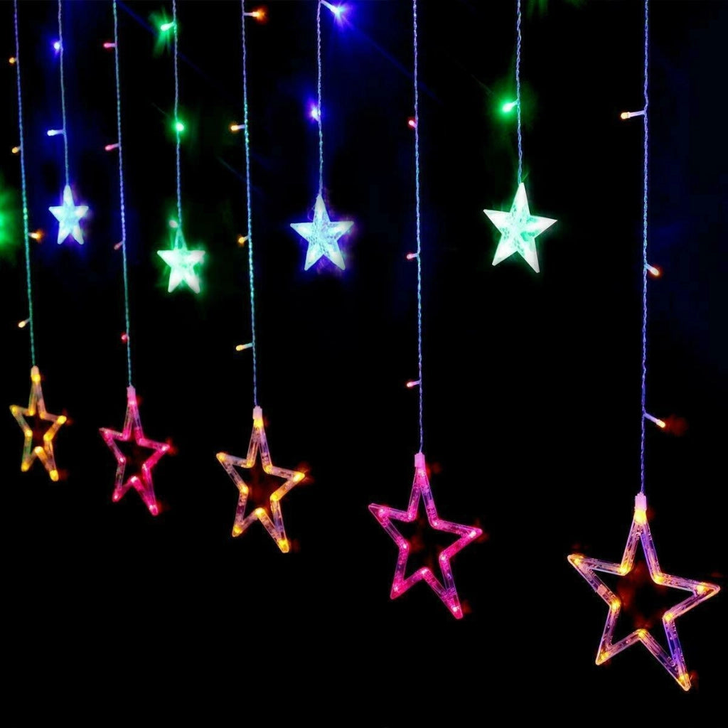 CATENA STELLE  TENDA LUMINOSA DI NATALE LUCI NATALIZIE LED LUCE RGB BIANCO CALDO BIANCO FREDDO STELLA ADDOBBI - ZENCOCCO