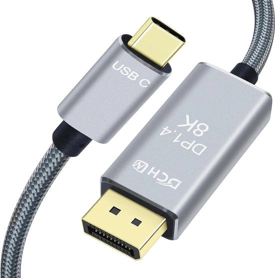 Cavo USB-C a DisplayPort 8K, 4K a 144 Hz, 1 m - Nylon intrecciato, Stagno connettore