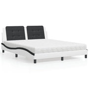 Letto con Materasso Bianco e Nero 160x200cm Similpelle