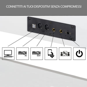 Tastiera Musicale Pianoforte Elettrico con 88 Tasti 3 Pedale e 80 Demo Bianco