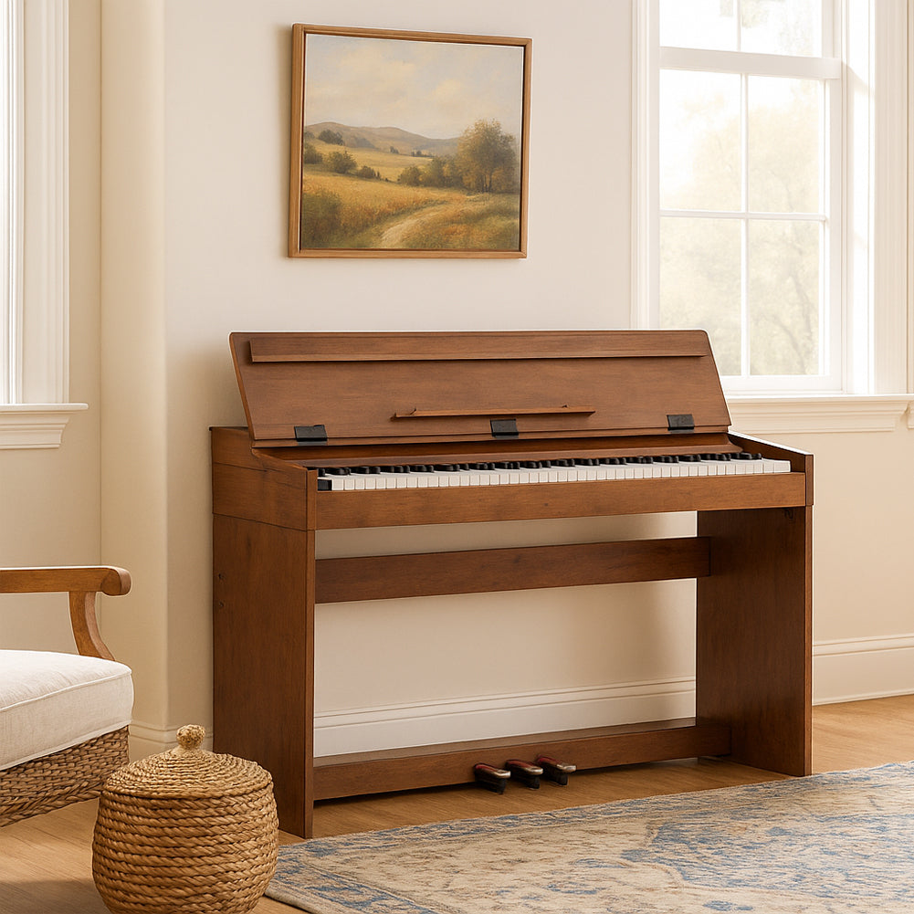 Tastiera Musicale Pianoforte Elettrico con 88 Tasti 3 Pedale e 80 Demo Marrone