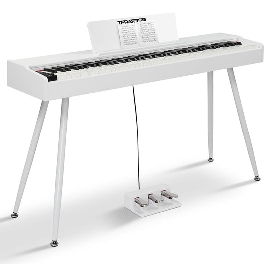 Tastiera Musicale Pianoforte Elettrico Standard con 88 Tasti e Pedaliera Bianco
