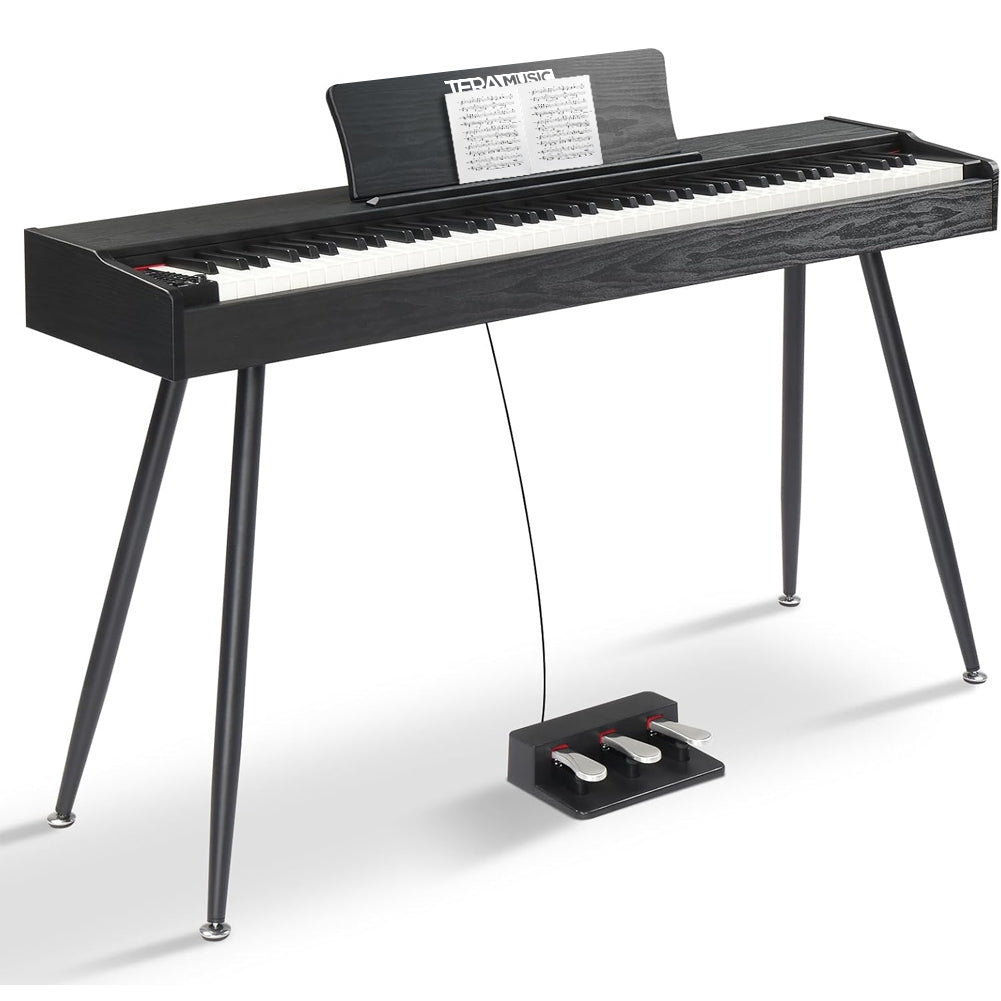 Tastiera Musicale Pianoforte Elettrico Standard con 88 Tasti e Pedaliera Nero