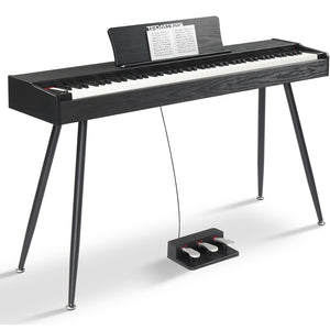 Tastiera Musicale Pianoforte Elettrico Standard con 88 Tasti e Pedaliera Nero