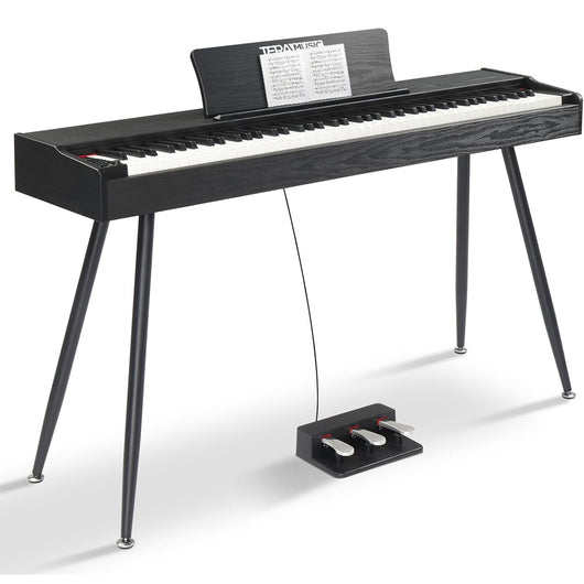 Tastiera Musicale Pianoforte Elettrico Standard con 88 Tasti e Pedaliera Nero