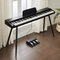 Tastiera Musicale Pianoforte Elettrico Standard con 88 Tasti e Pedaliera Nero