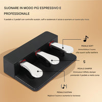 Tastiera Musicale Pianoforte Elettrico Standard con 88 Tasti e Pedaliera Nero